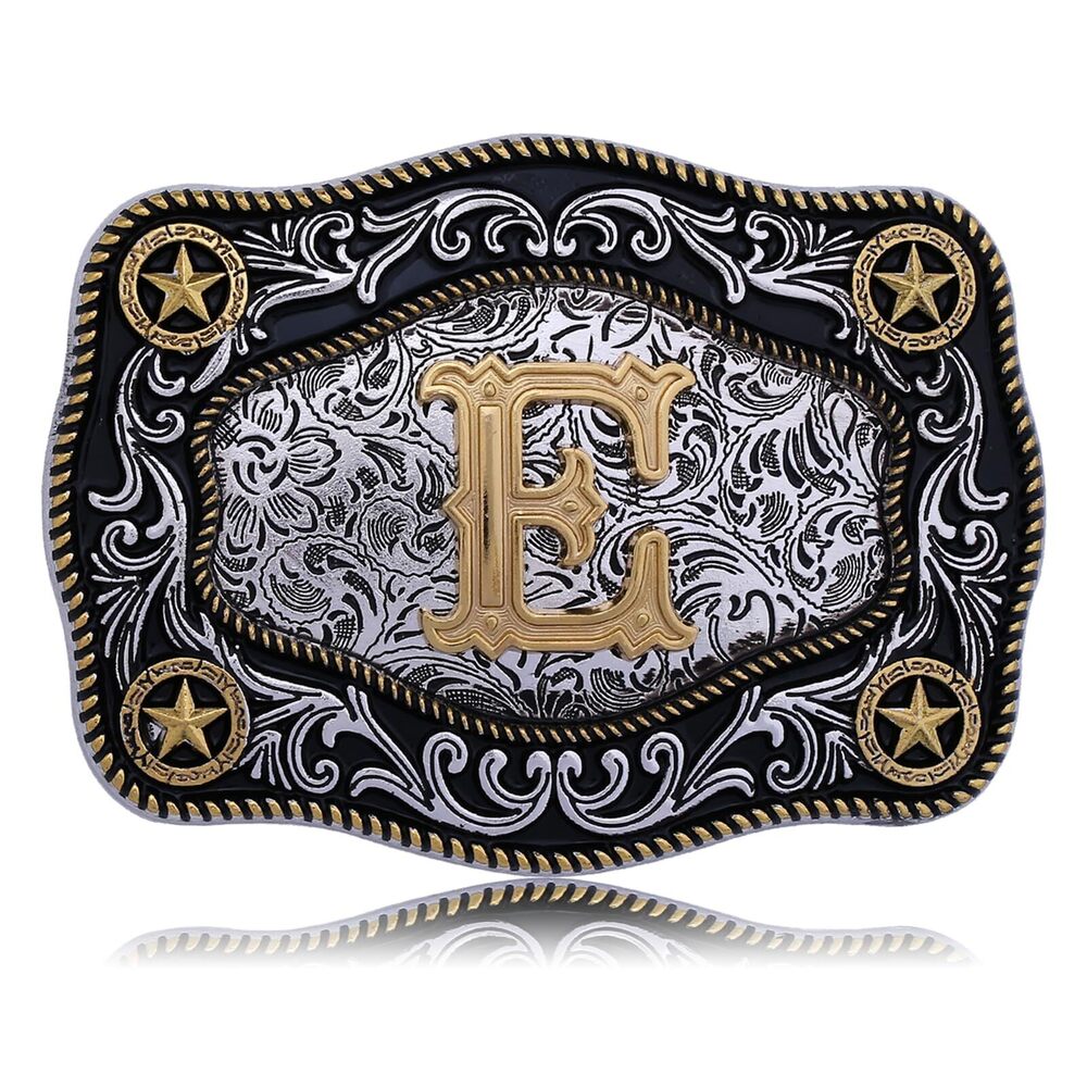 9469 Western Belt Buckle Initial Letters ABCDJMR to Z Large Gold Cowboy